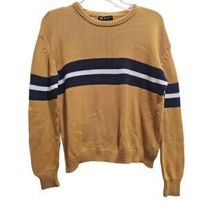 Striped Sweater SIZE LARGE MUSTARD BLUE